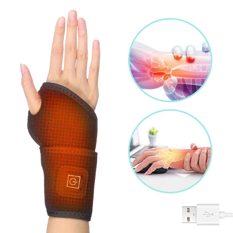 Tutore per il polso riscaldamento elettrico traspirante USB ricaricabile supporto Protector artrite tendinite carpale Tunnel Hand WristBand Pad