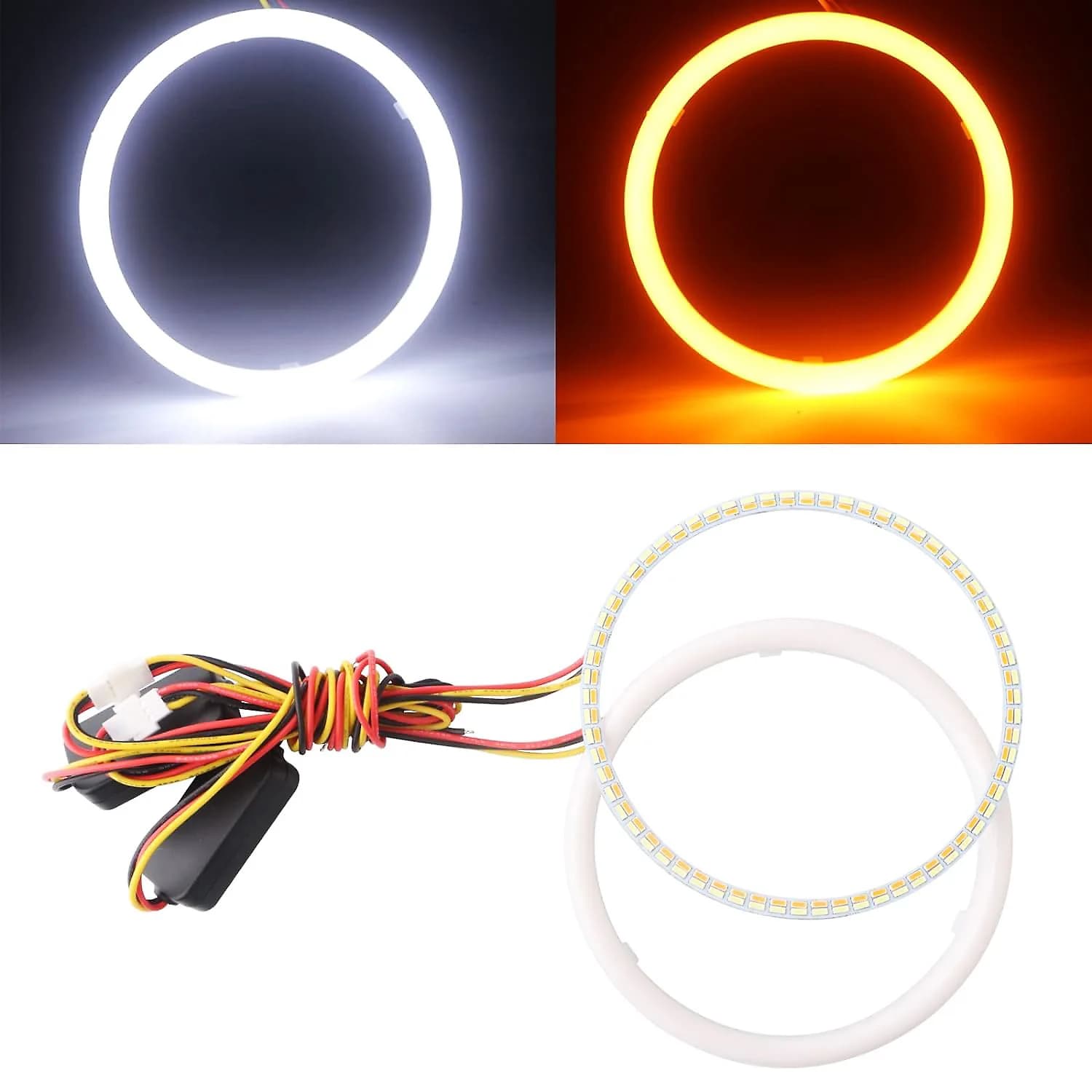 2Pcs LED Angel Eyes lampadina Halo Ring Lamp fendinebbia bianco giallo Car Daytime Running Light DRL luci Decorative 90 100 110 120mm