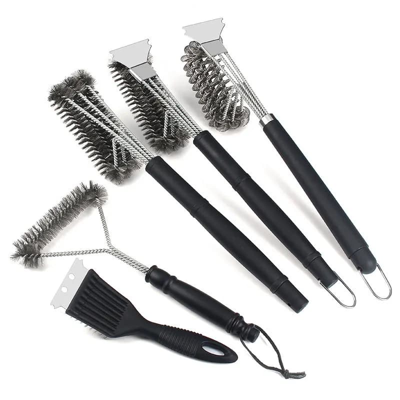 Spazzola per Pulizia Barbecue, Accessorio per Grill con Setole in Acciaio Inox Antiaderenti, Strumento per Pulizia BBQ