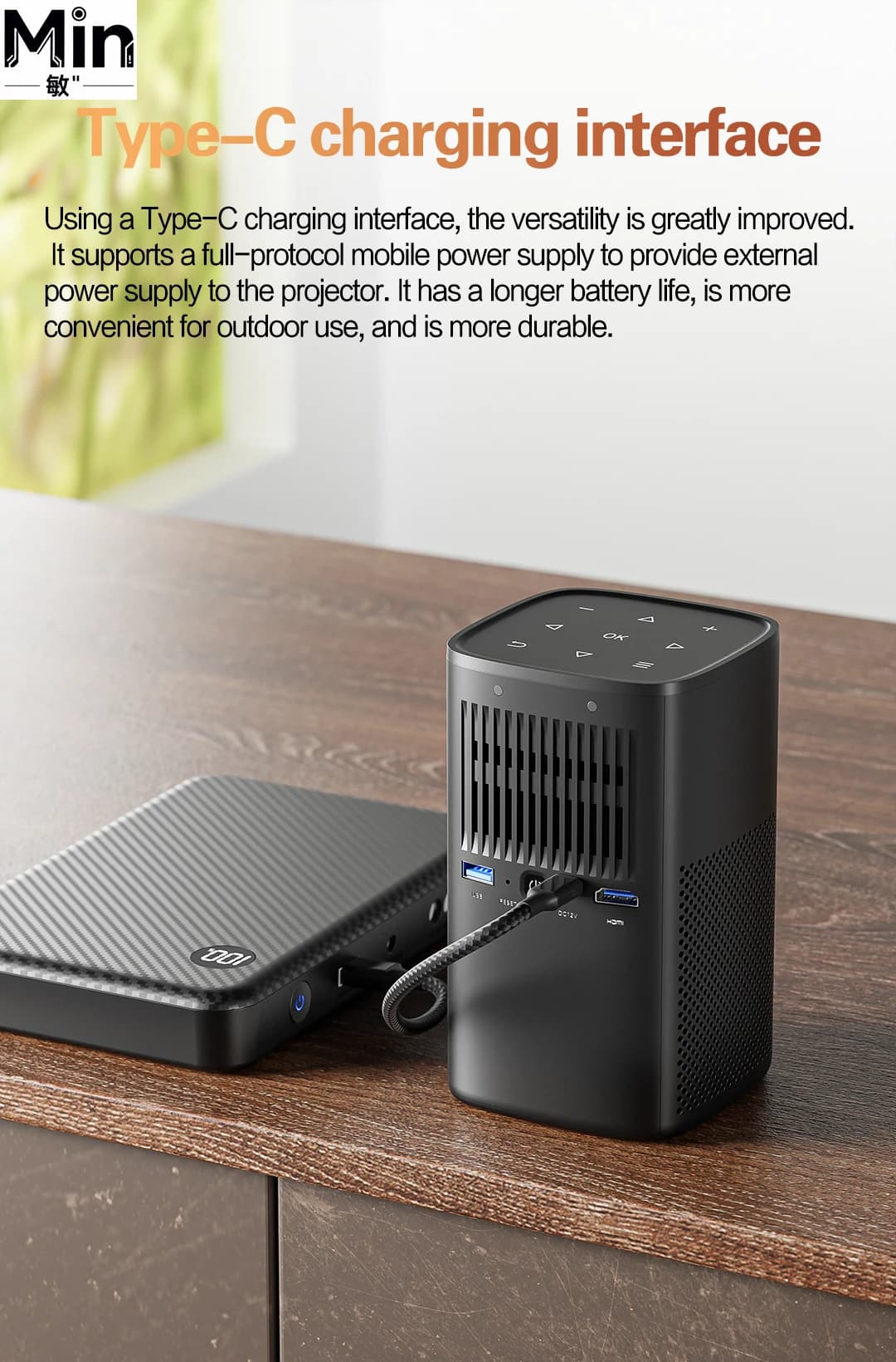 Mini Proiettore Portatile Wireless 1080P, Supporto 4K, Ricaricabile, per Home Cinema
