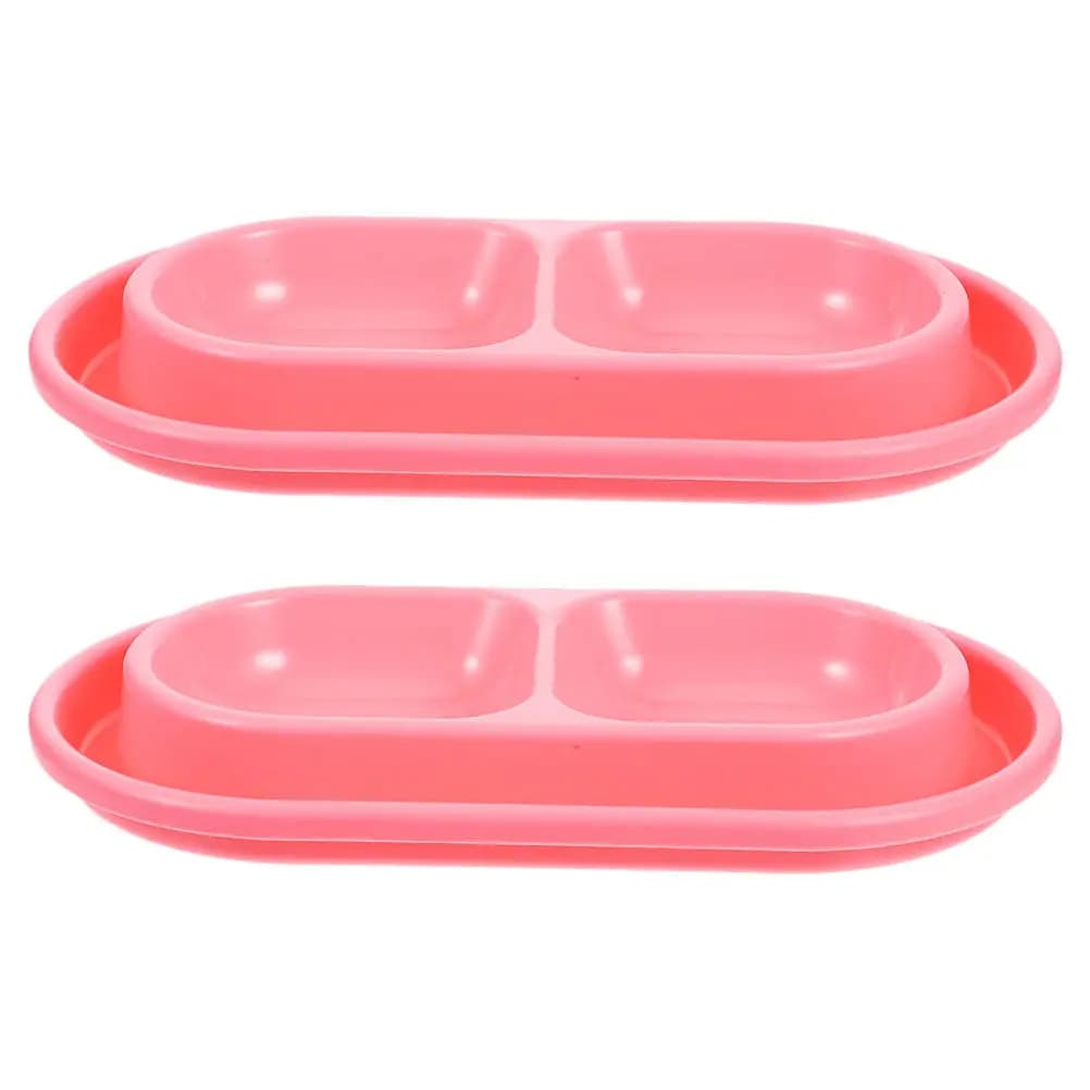2pcs Double Bowl Pet Feeder Station For Cats Dogs Outdoor Use Washable Plastic Feeding Bowl For Small Animals Pet Food Water