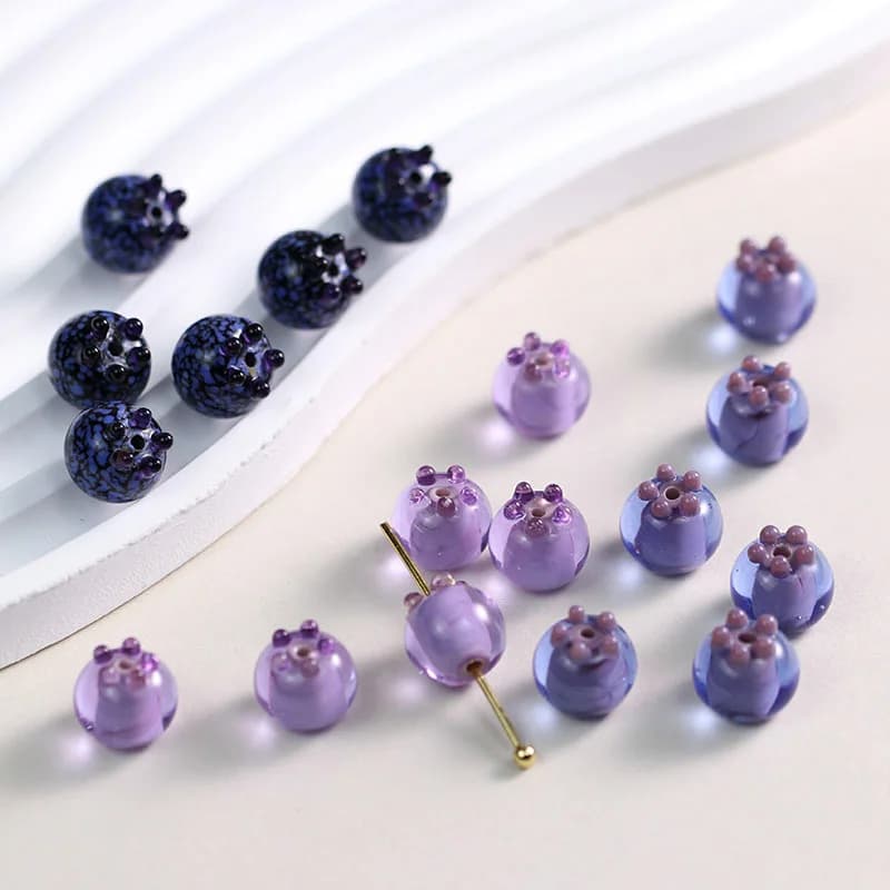 10pcs 12mm Blueberry Lampwork Glass Beads Loose Spacer Bead For DIY Jewelry Making Accessories Handmade Bracelet Supplies