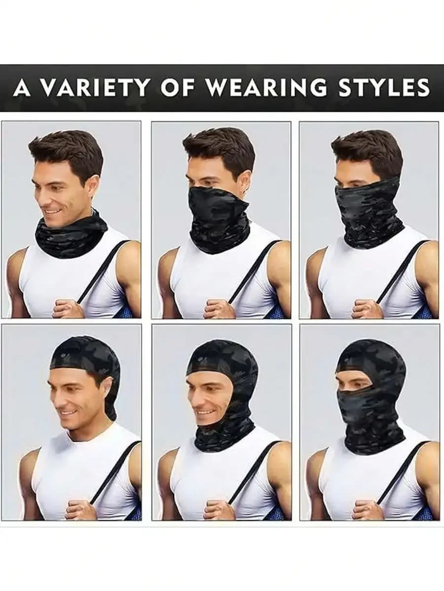 Maschera facciale mimetica da 3 pezzi per uomo e donna, protezione UV, ciclismo, caccia, snowboard