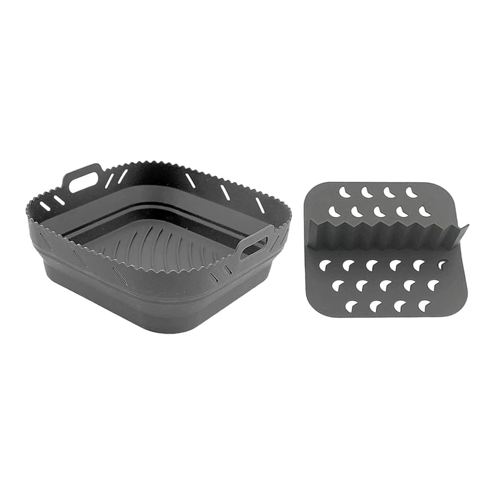 Silicone Square Air Frying Mat 8 Inch Foldable Bakery Board with Partition Silicone Anti-Fair Frying Tool Accessories