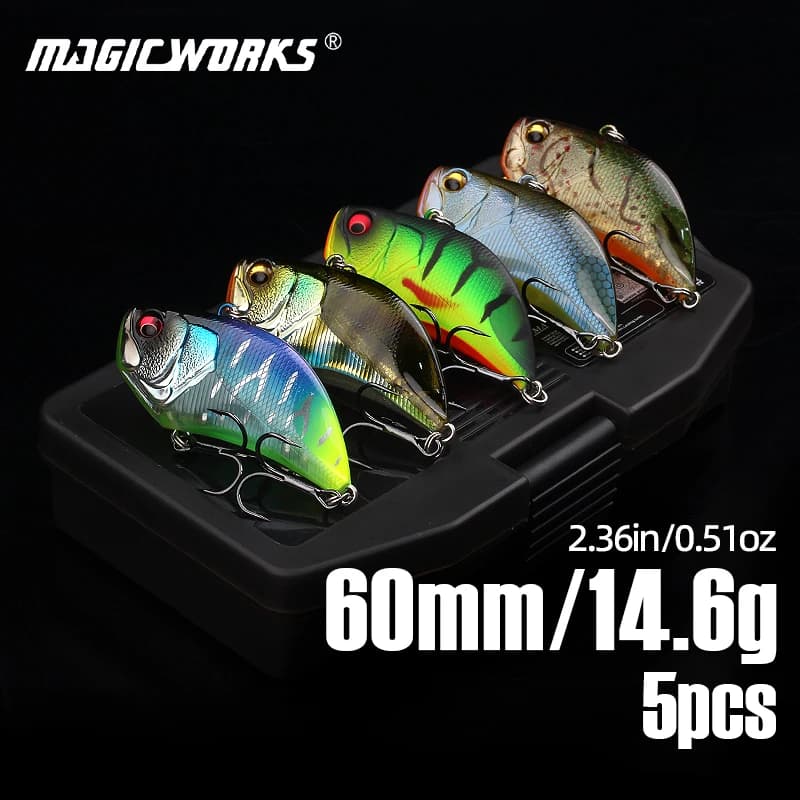 Magic Works 5 pezzi per set esca da pesca vibrazione 60mm 14.6g Wobblers esche artificiali lama vibrante pesce persico esche dure attrezzatura