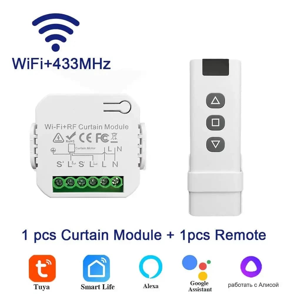 Interruttore per tapparella connesso WiFi Tuya modulo tenda intelligente tende motore 433 MHz telecomando per Alexa Google Home