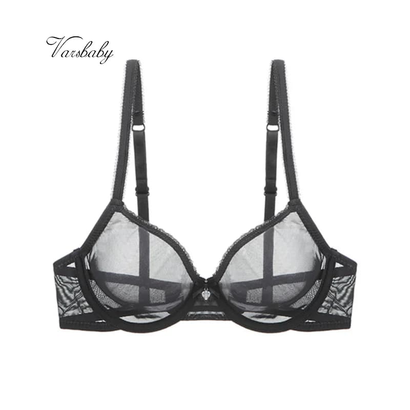 Varsbaby Reggiseno trasparente in rete da donna con ferretto, sfoderato, reggiseno trasparente, intimo sexy in filato ultrasottile, reggiseni con coppa CDE taglie forti