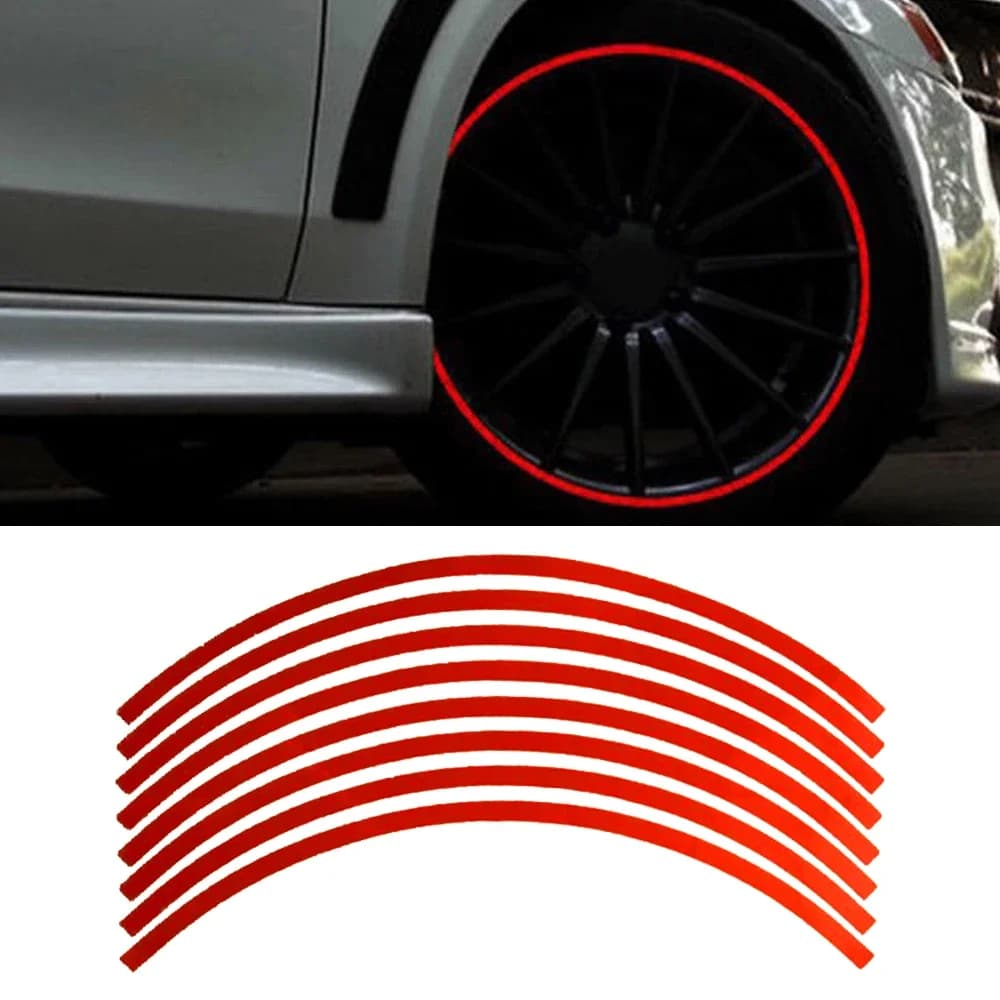 16 strisce Car Tuning riflettente moto Car Rim Stripe Wheel Decal Tape Sticker Universal Car Decoration accessori Gadget
