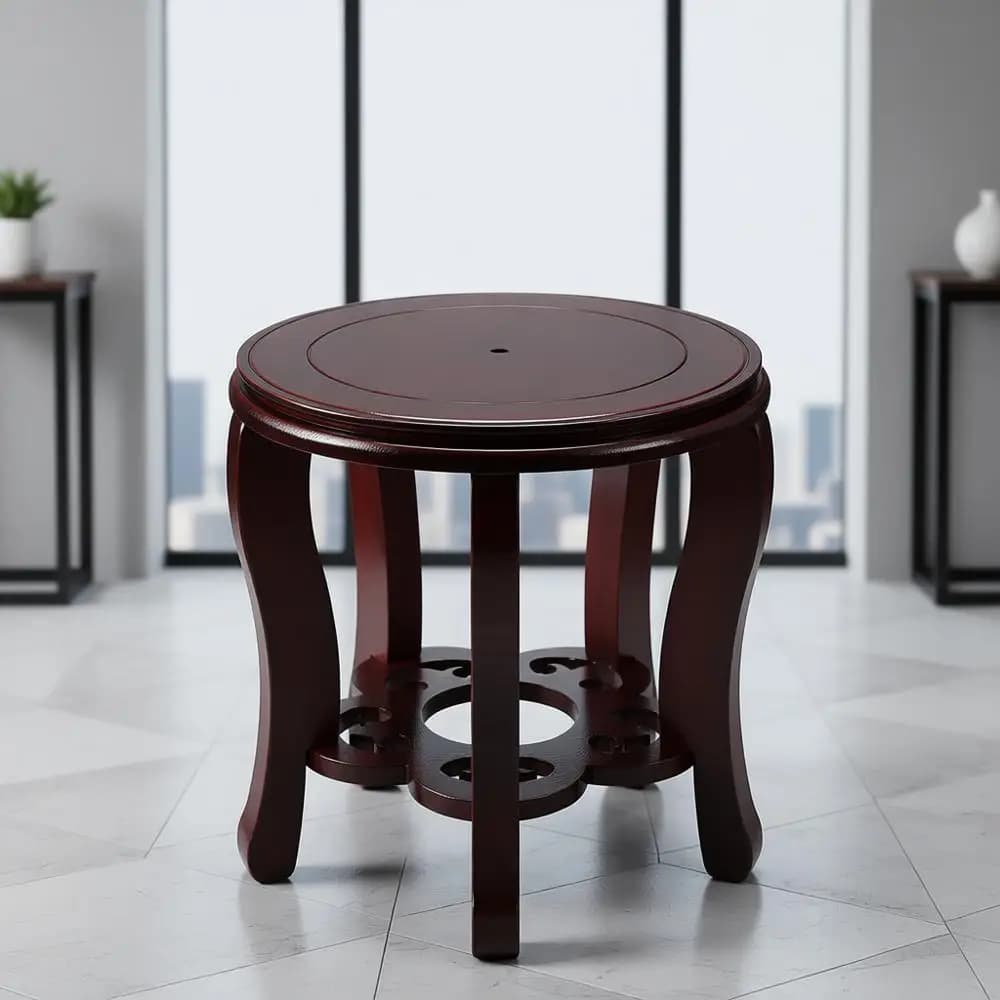 Supporto per piante orientali in legno rotondo alto 11 pollici per vaso cinese, espositore per vasi, fioriera alta in stile asiatico, acquario, acquario, Tra