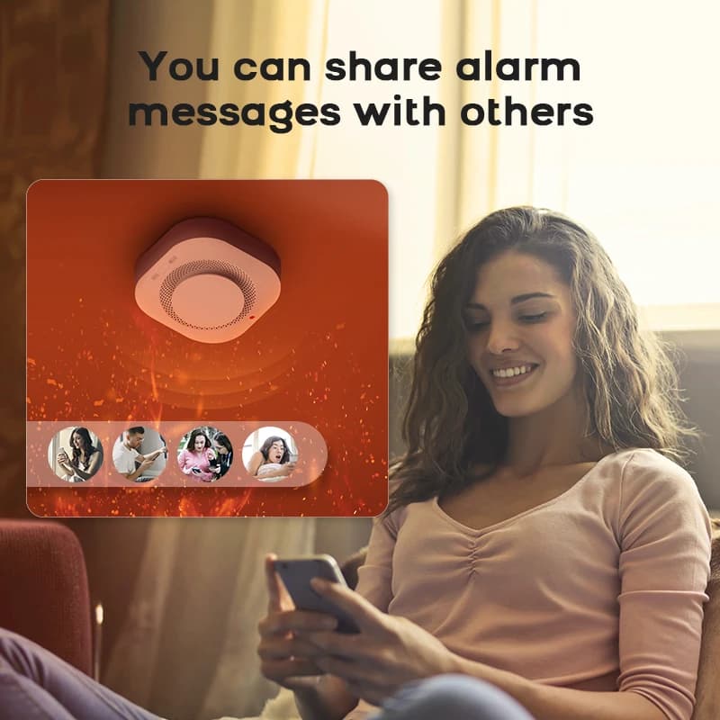 Tuya WiFi Allarme di fumo Protezione antincendio Rilevatore di fumo Casa di fumo Combinazione Allarme antincendio Sistema di sicurezza domestica Vigili del fuoco