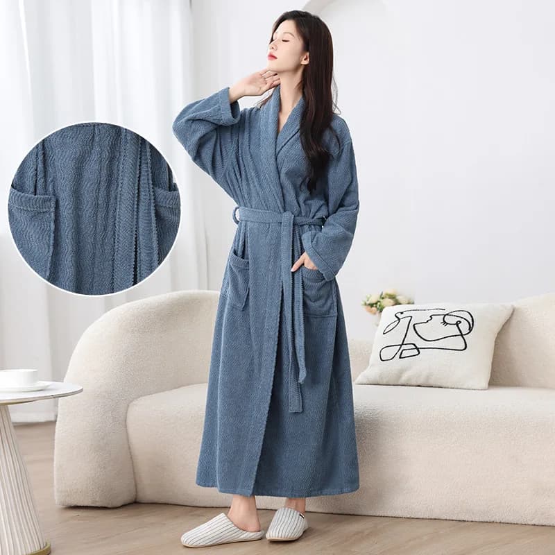 100% Cotton Toweling Extra Long Kimono Robe Gown Bathrobes Men And Women Shower Robes Water Uptake Quick Drying Hotel Spa Robes