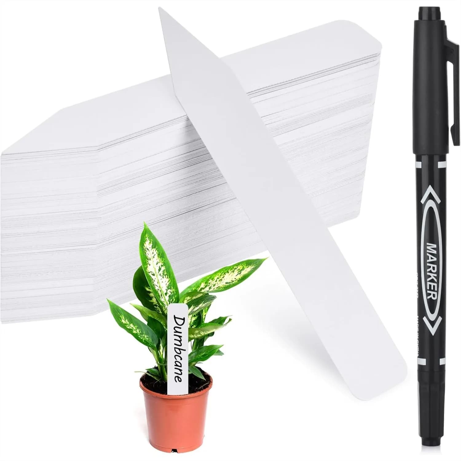 120 Etichette per Piante da Esterno Impermeabili con Pennarello Permanente, Targhette in Plastica per Vivaio per Ortaggi e Fiori