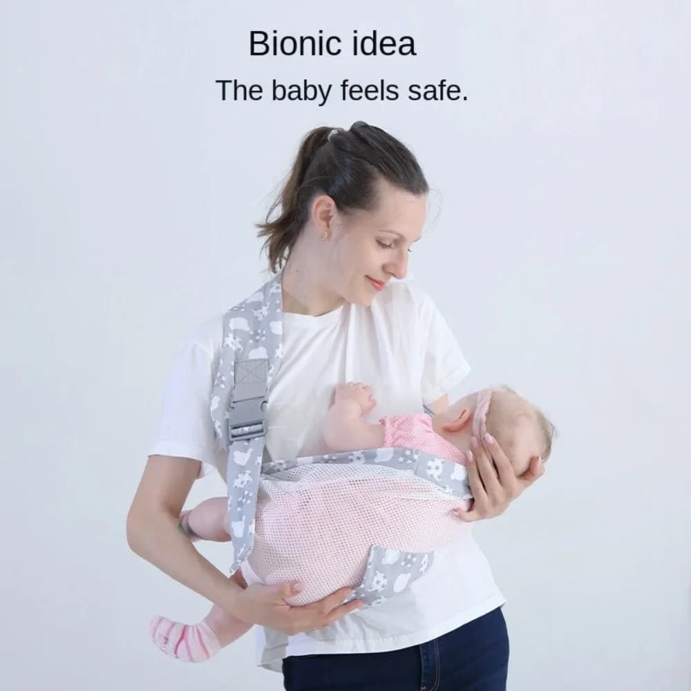 Marsupio per neonato in cartone animato Borsa per marsupio per neonato Zaino per neonato con chiusura frontale Tipo di tenuta orizzontale Maglia