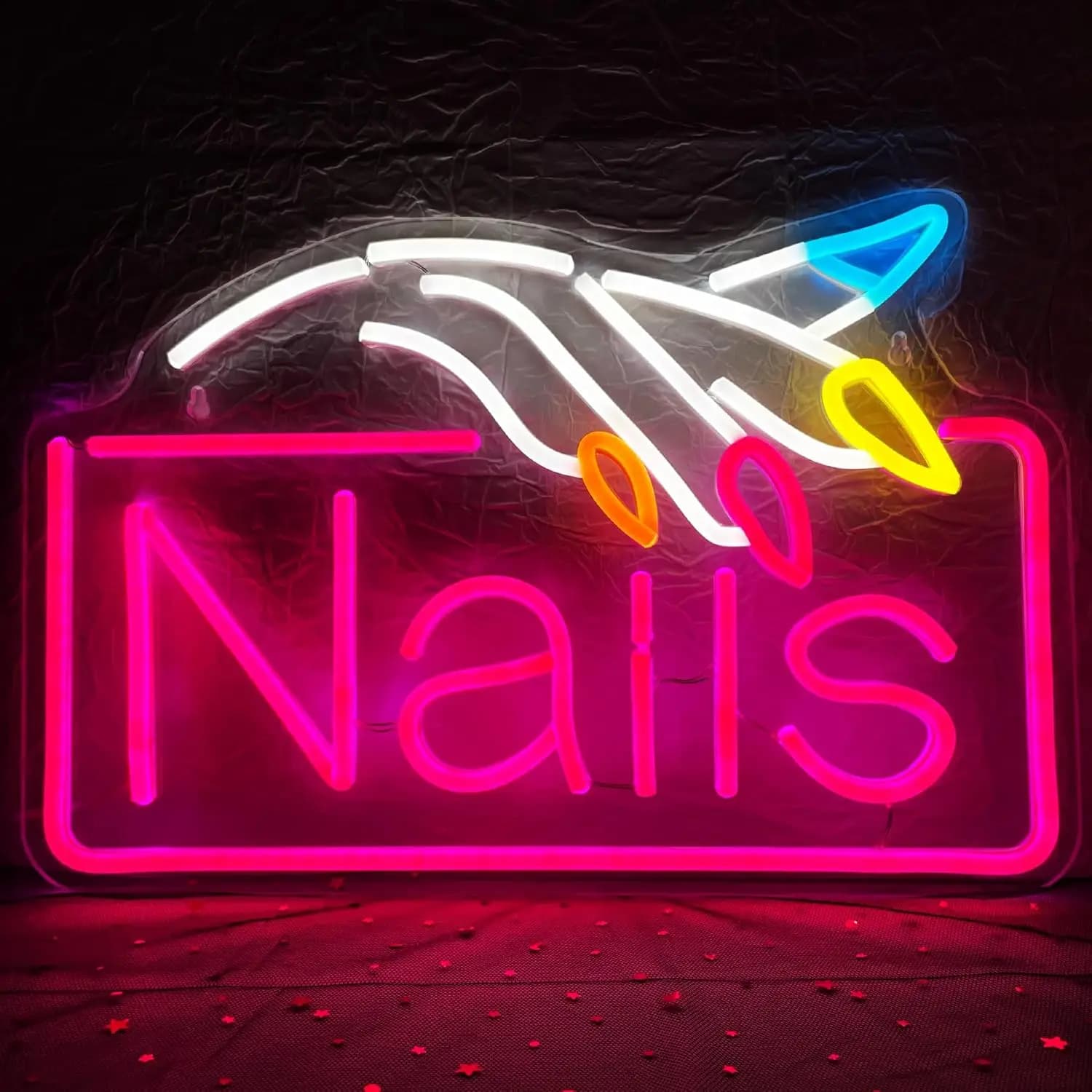 Insegna al Neon 'Nails' - Luce LED USB da Parete per Negozio di Bellezza, Stanza Trucco, Decorazioni Camera da Letto - Regalo Personalizzato