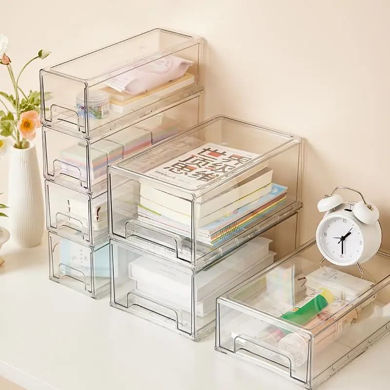 Organizer da Scrivania in Acrilico, Scatola Porta Maschere Cosmetiche, Contenitore per Superficie Scrivania per Lavoratori d'Ufficio