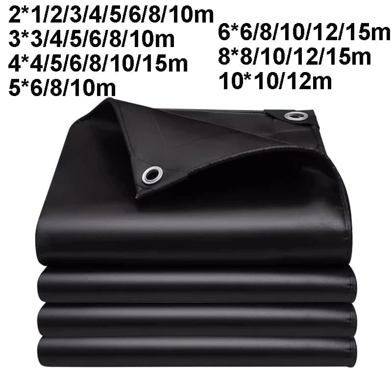 Large Tarpaulin 2*1 4*4 6*6 8*8 10*10m Anti-UV Thicken Waterproof Shade Tarp Tent Camping Canopy Rain Awning Outdoor Truck Black