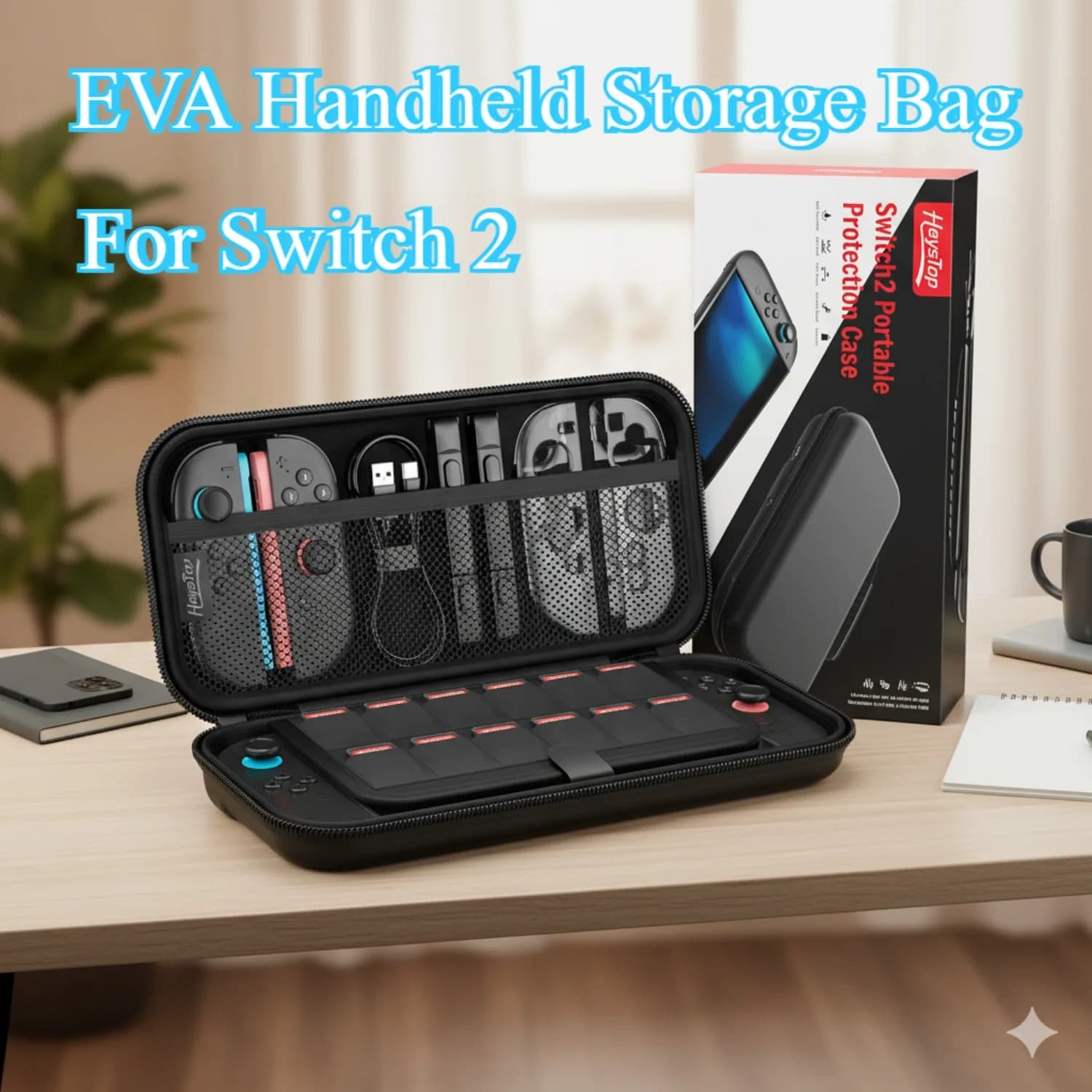 Borsa portatile Switch 2 Custodia per console e accessori, Custodia da trasporto con 12 slot per carte da gioco, Switch 2 Borsa da gioco da viaggio per trasporto