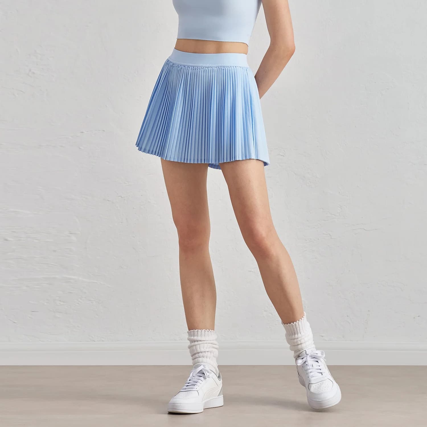 Gonne da tennis da donna in tinta unita Pantaloncini da tennis da yoga a vita alta Abito con tasche Gonna con tasca a pieghe Anti-scarico Asciugatura rapida