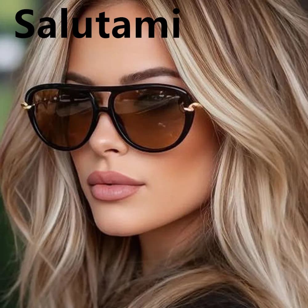 Occhiali da sole vintage piccoli in lega a forma di ovale per donna, alla moda, con aste a nodo, neri, eleganti, sexy, per la guida, protezione UV400