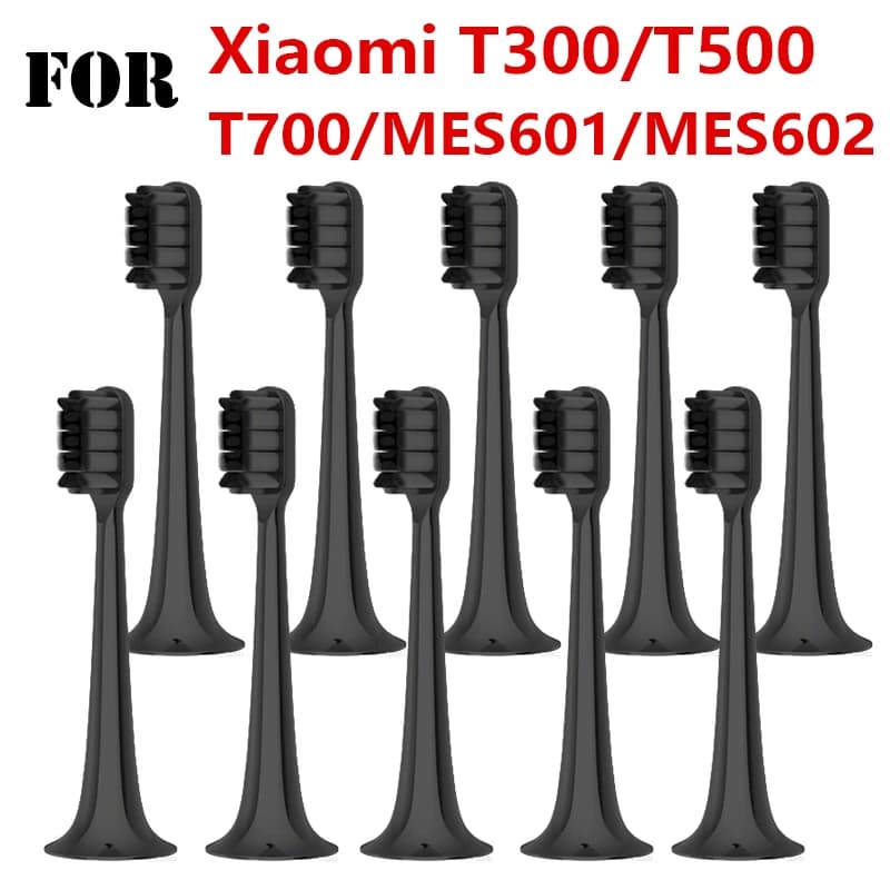 4-12 pezzi per Xiaomi Mijia T300 T500 MES601 MES602 Testina di ricambio per spazzolino da denti con setole morbide in carbone di bambù nero per pulizia profonda