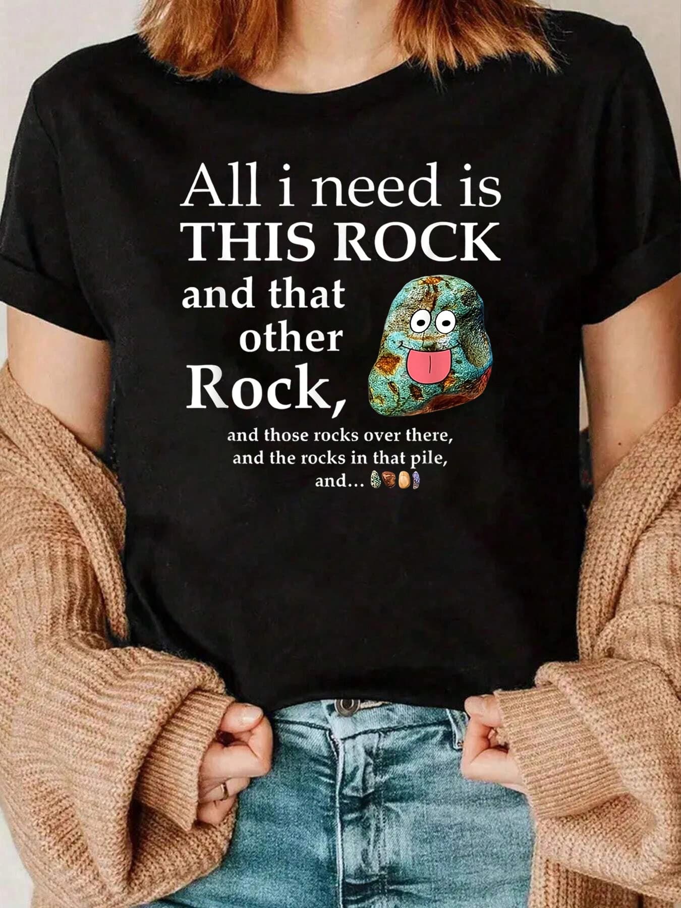 Maglietta con stampa Rock And Rock Abbigliamento casual da donna 220g