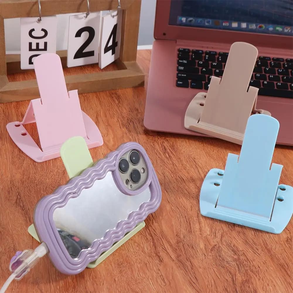 Plastic Foldable Desktop Phone Holder Folding Multi-functional Mobile Tablet Stand Mini Cartoon Cell Phone Bracket
