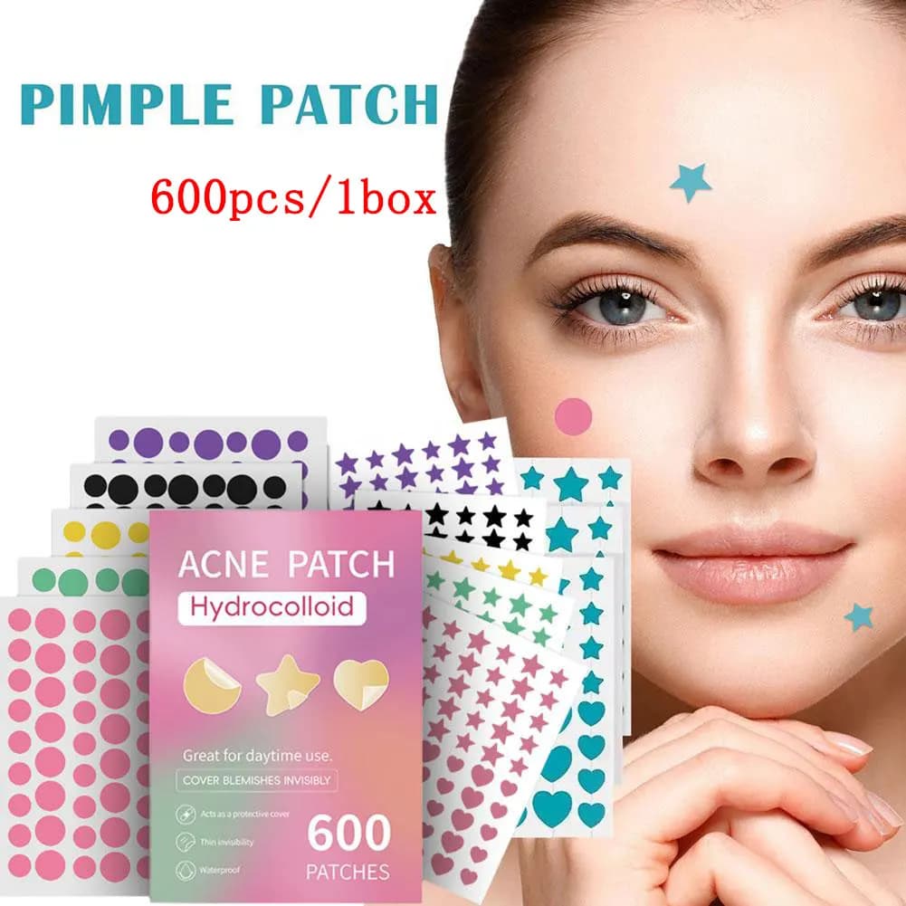 600pc Patch per l'acne Stella mista a cinque colori Patch per brufoli Copertura per imperfezioni Acne Rimuovi correttore Strumento per il trucco delle macchie del viso Adesivo per la cura della pelle