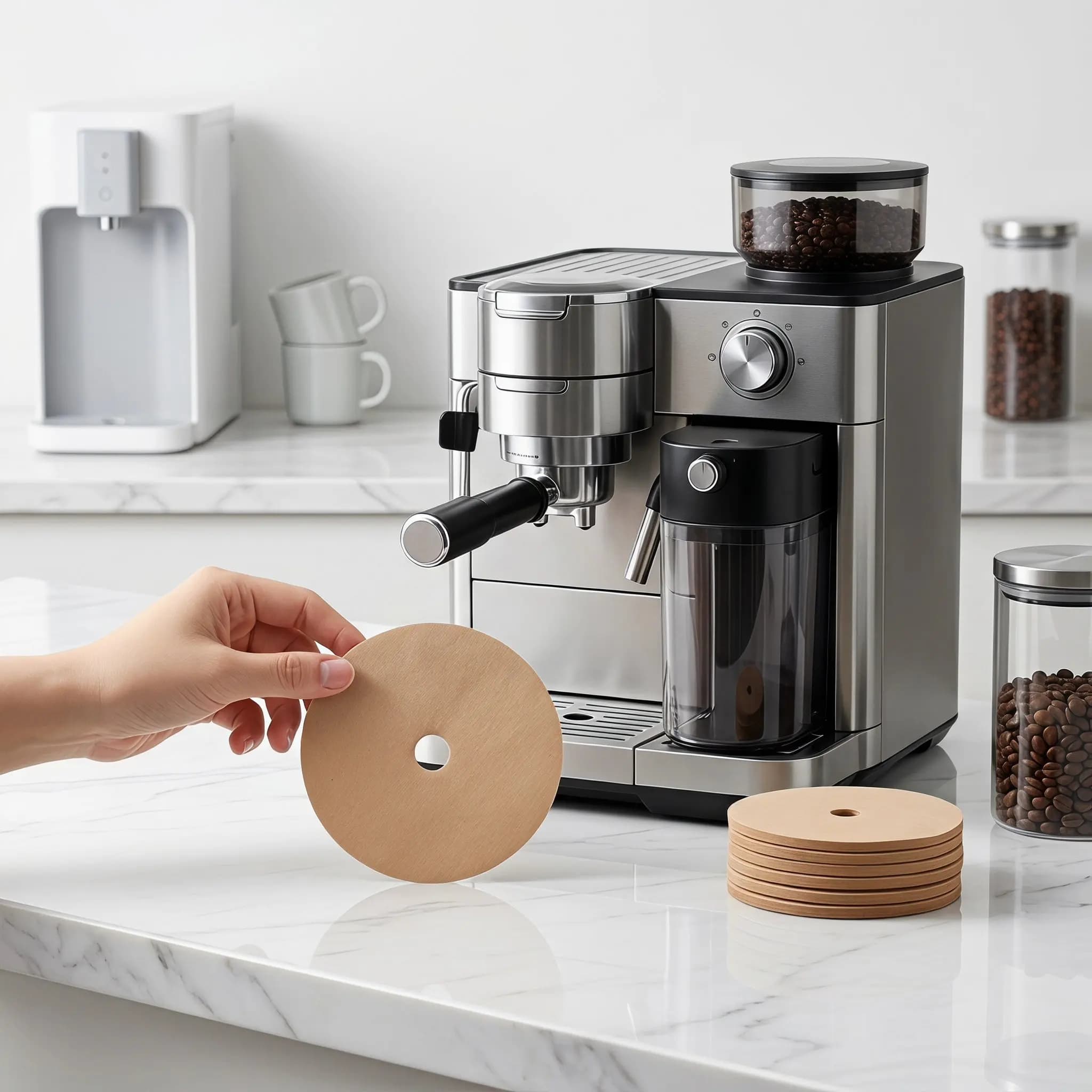 200Pcs Coffee Filter Paper Round Unbleached Disc Percolator Filters Perfect for Home Office Travel Drip Coffee Maker Replacement