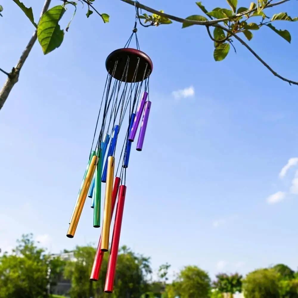1Piece 12-Tube Aluminum Alloy Wind Chimes Set with Hook Gold/Silver Bells Outdoor Home Wedding Party Memorial Decoration Gifts