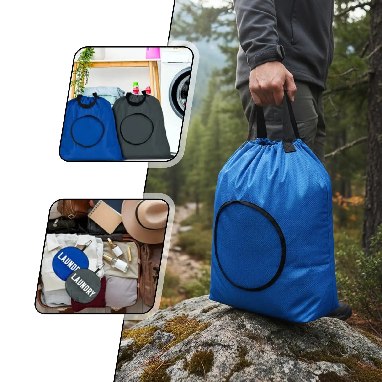 Laundry Bag Polyester Organizer Dirty Clothes Bag for Home Household Camping