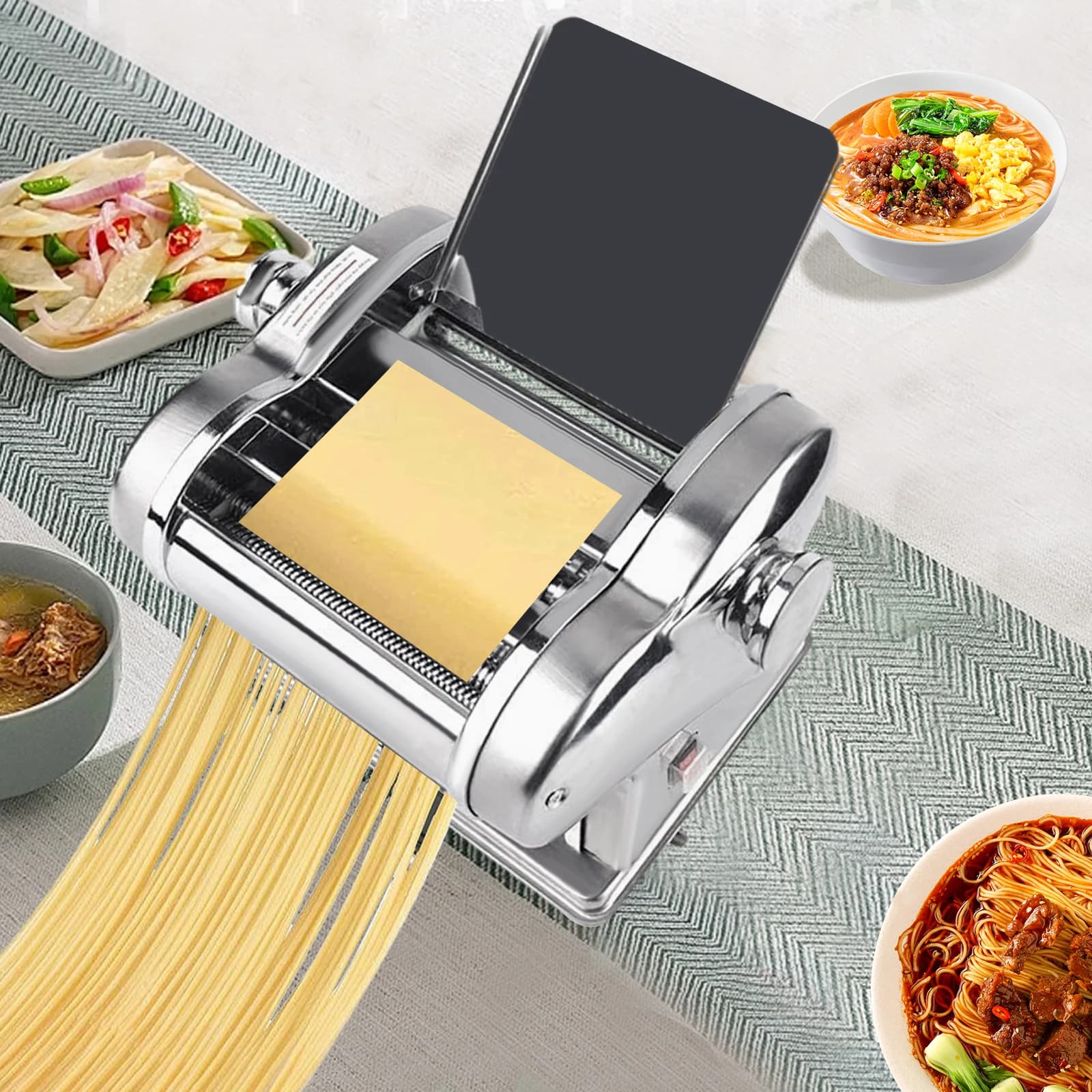 Macchina Automatica per Pasta Fresca con 6 Regolazioni, Pressa Elettrica da Tavolo per Pasta e Rullo per Impasto