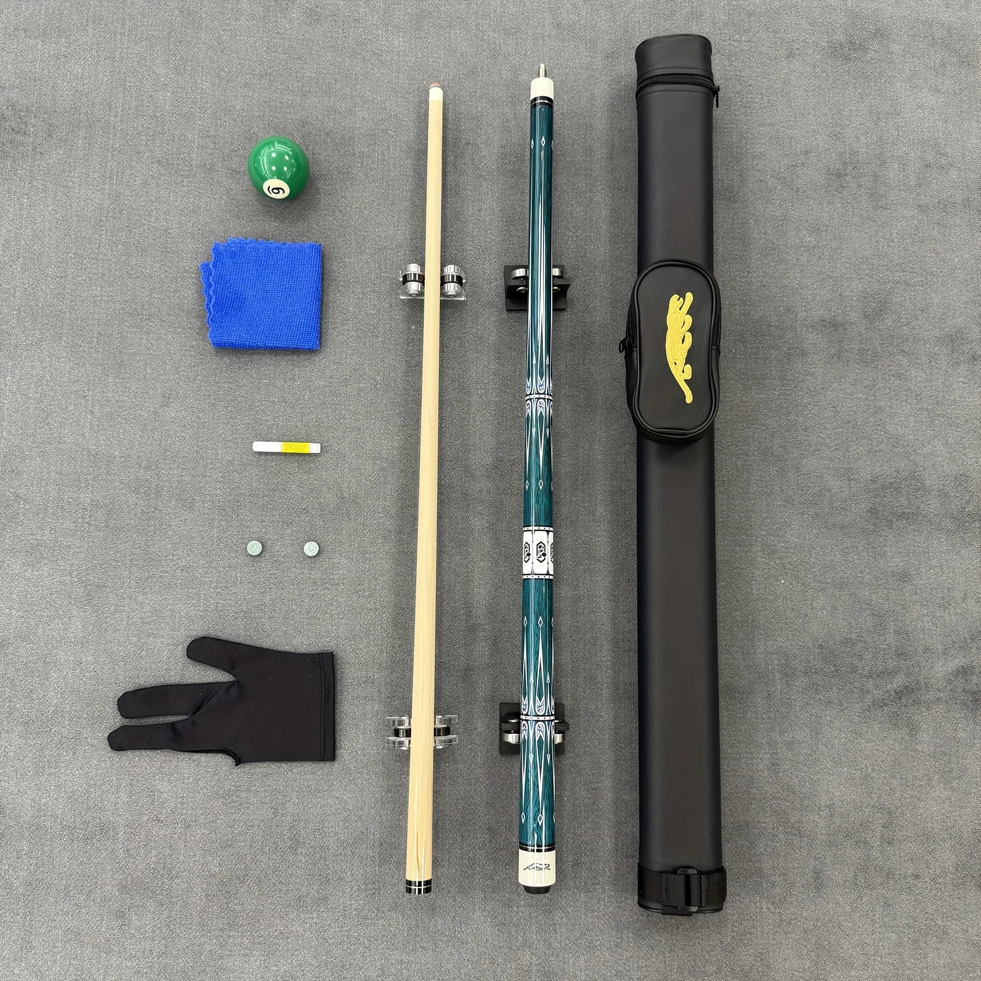 Exotic Style Green Pool Cue, 13mm Tip, 1/2 Detachable Shaft, Solid Wood With Wear-Resistant Coating For Competition & Practice