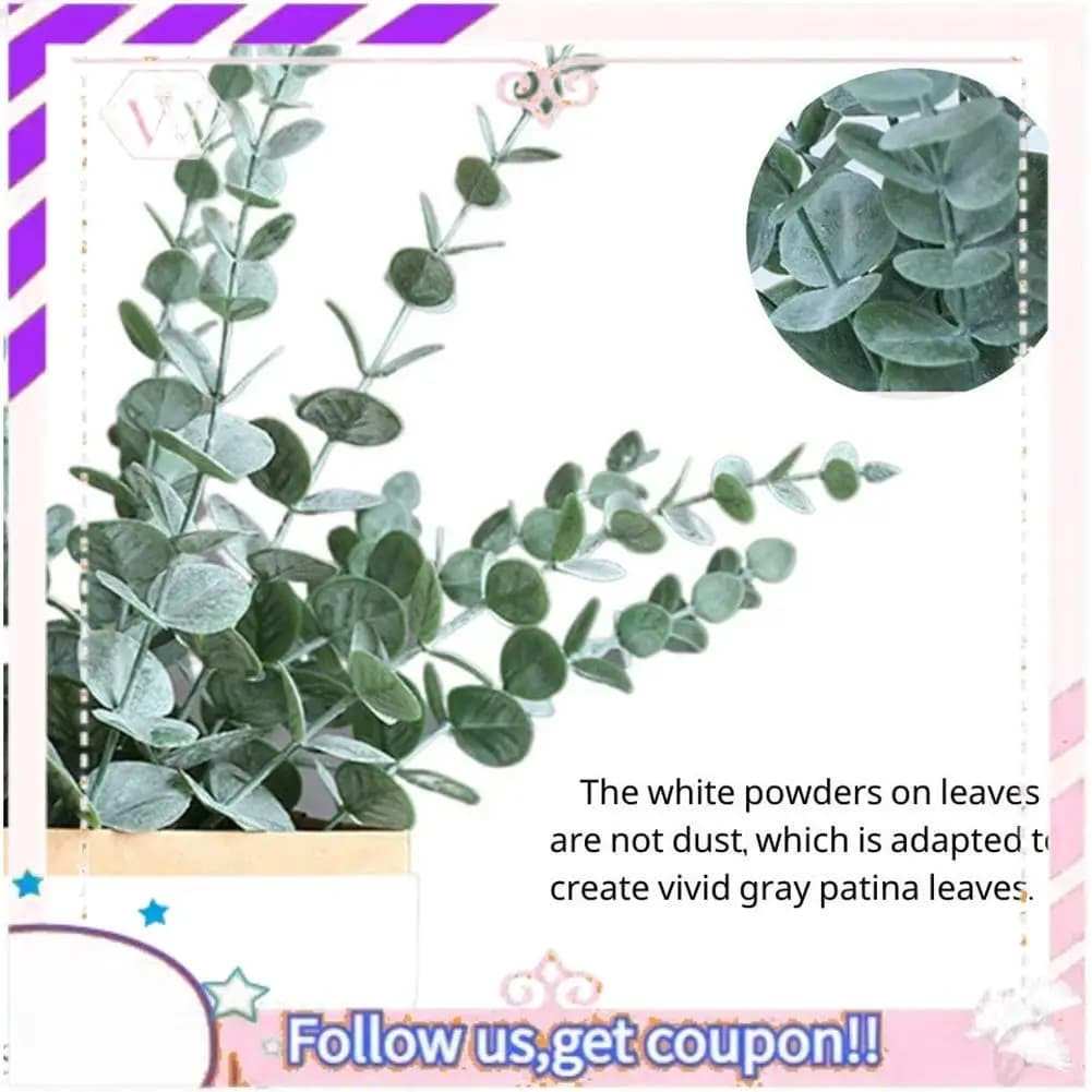 Y74A-20Pezzi Steli di Eucalipto Artificiali, Foglie Finte Grigio-Verdi, Rami di Eucalipto Finto, Steli di Vegetazione Artificiale per Matrimoni