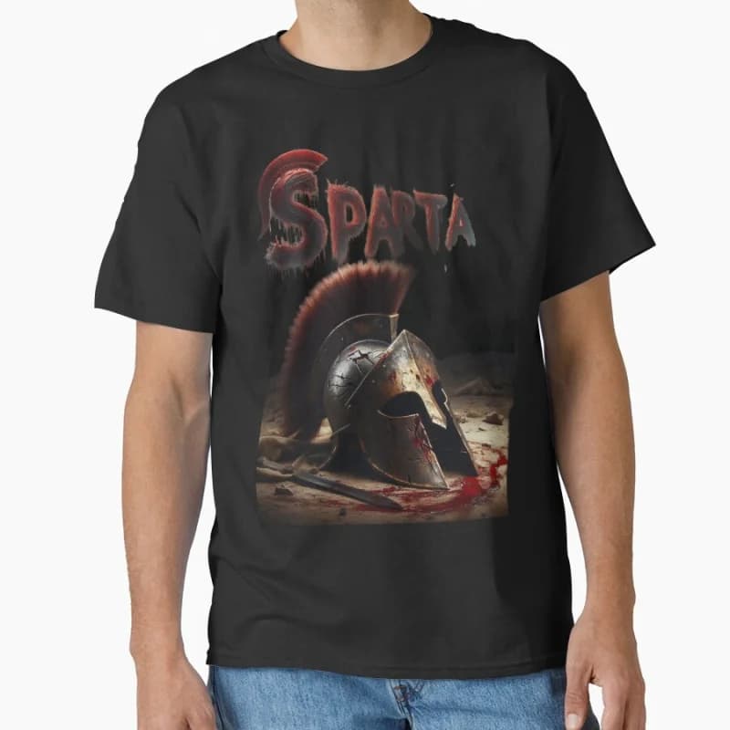 Spartan warrior helmet ancient greece this is sparta T Shirt for men Large size Adult tops S-6XL