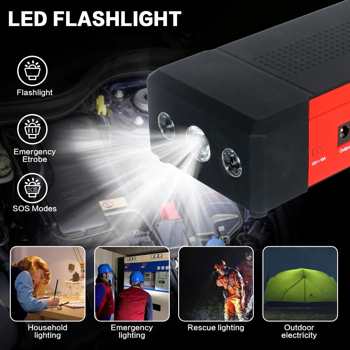 --- Avviatore di emergenza per auto con batteria multifunzionale per camion all'ingrosso 12V 24000mAh 2000A portatile per esterni con avvio di emergenza LED Li