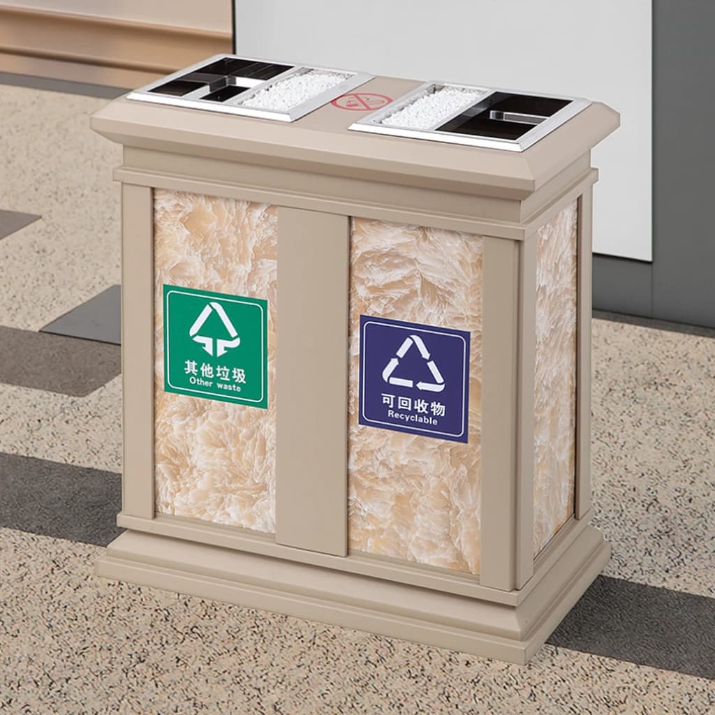 Contenitori per il riciclaggio pubblico in legno metallico da 50 l 20 galloni Street Park / Pattumiera commerciale da campeggio Pattumiera da esterno a 3 contenitori