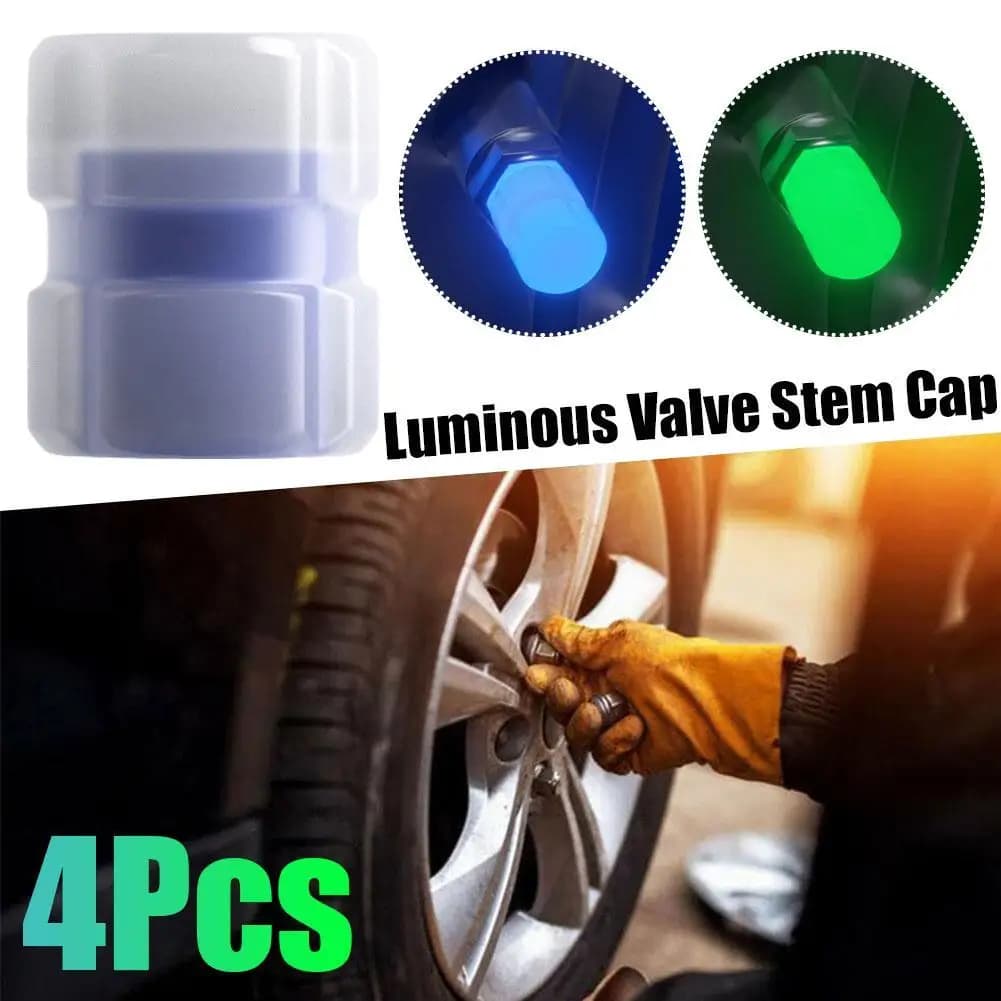 Tappi Valvola Luminosi Fluorescenti Verde Blu che si Illuminano di Notte per Auto Moto Bicicletta, Decorazione per Ruote e Pneumatici