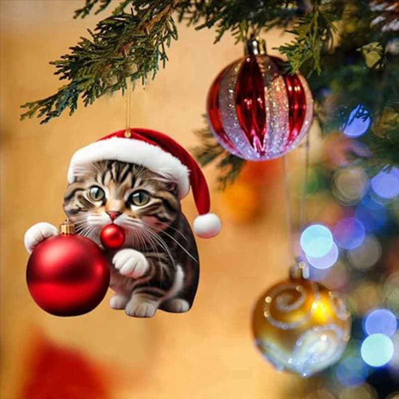 PZHI-Divertente gatti neri Ornamenti Altezza Gatti carini Decorazione natalizia Ornamenti natalizi Decorazioni pendenti per albero di Natale