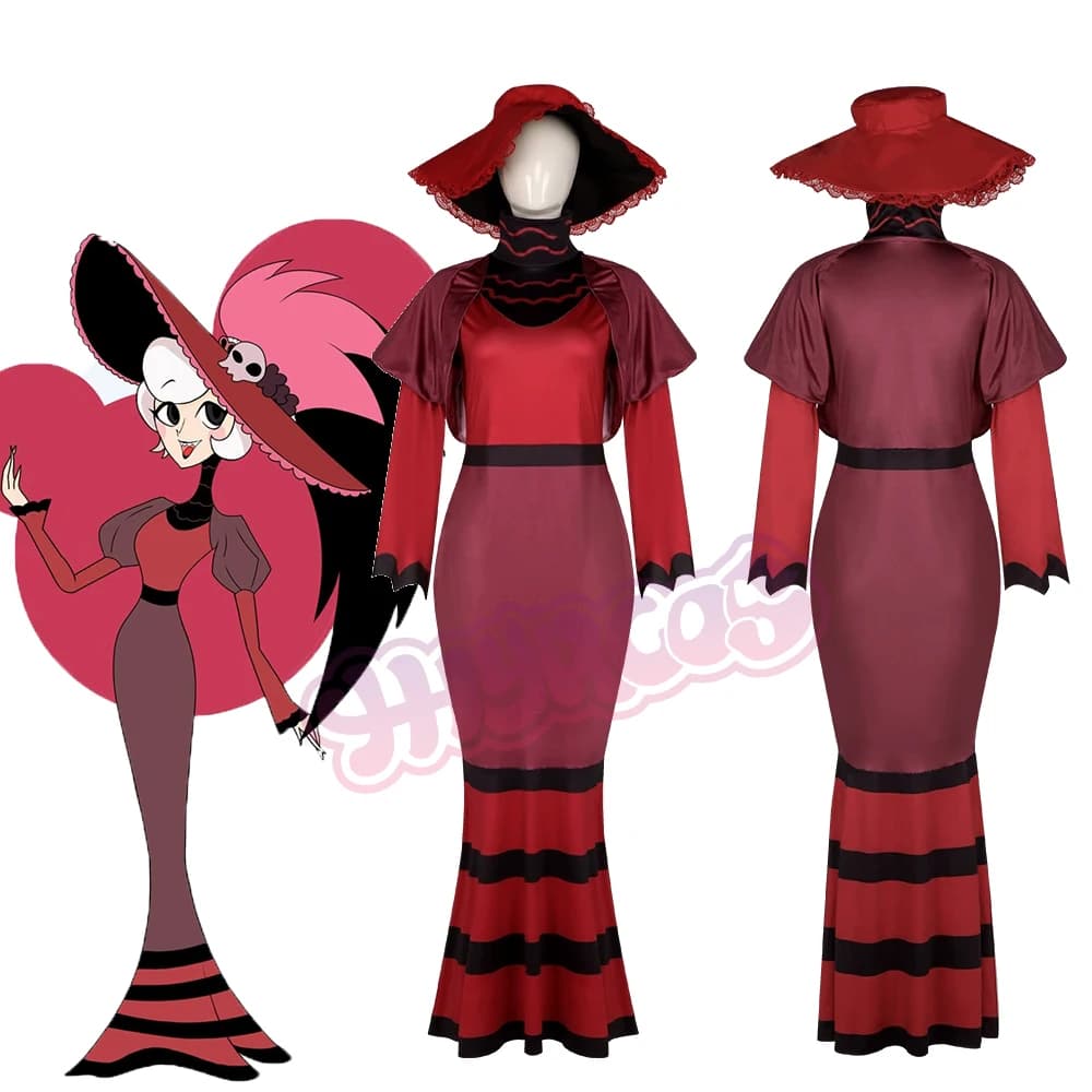 Costume Cosplay Anime Rosie, Cappello, Abito Rosso, Uniforme, Set Completo per Giochi di Ruolo, Festa di Halloween, per Adulti, Donne e Uomini