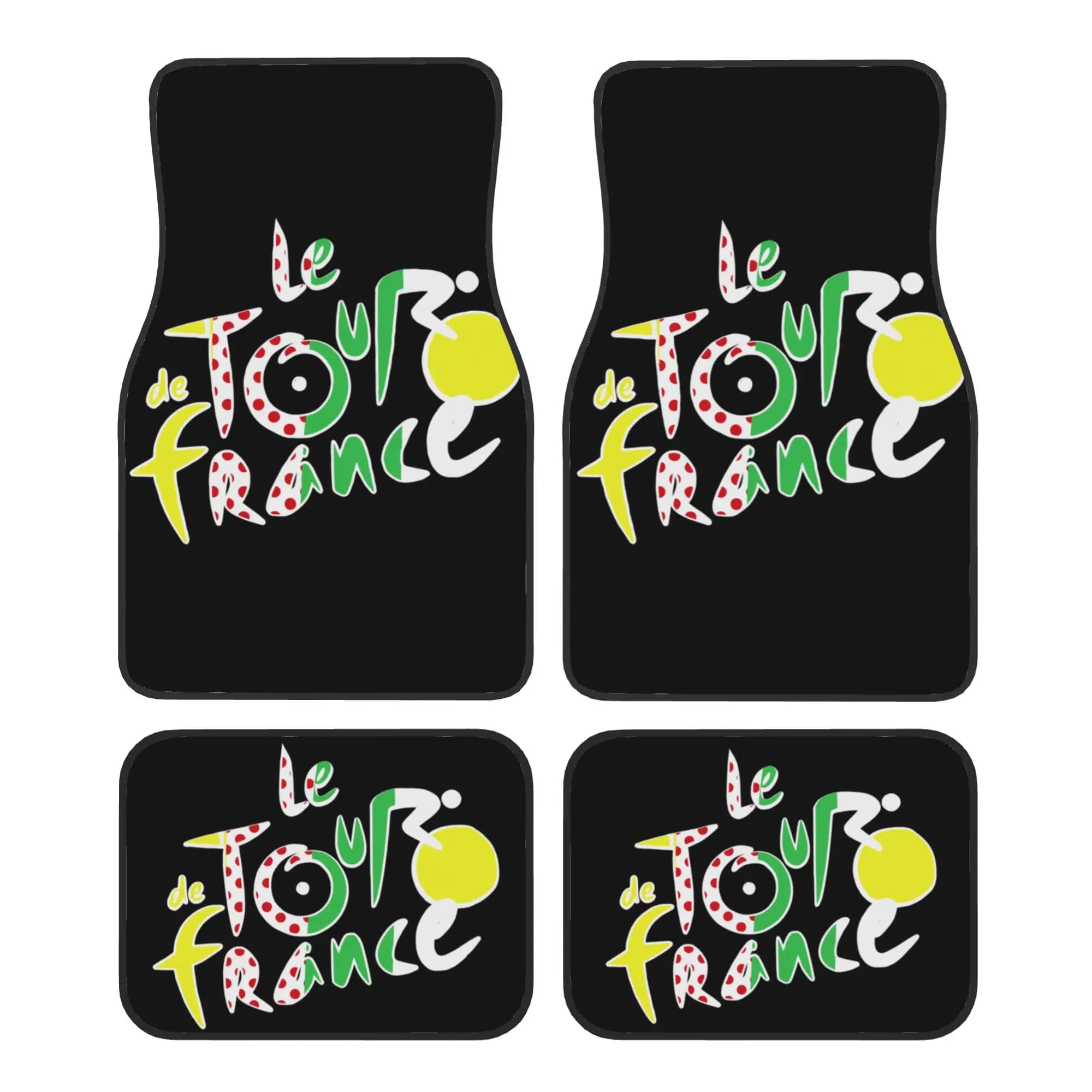 Crystal Velvet Car Floor Mats 4 Pcs Non-Slip Carpets Rugs Tour De France Cycling Race Universal Car Front Rear Carpets Foot Mats