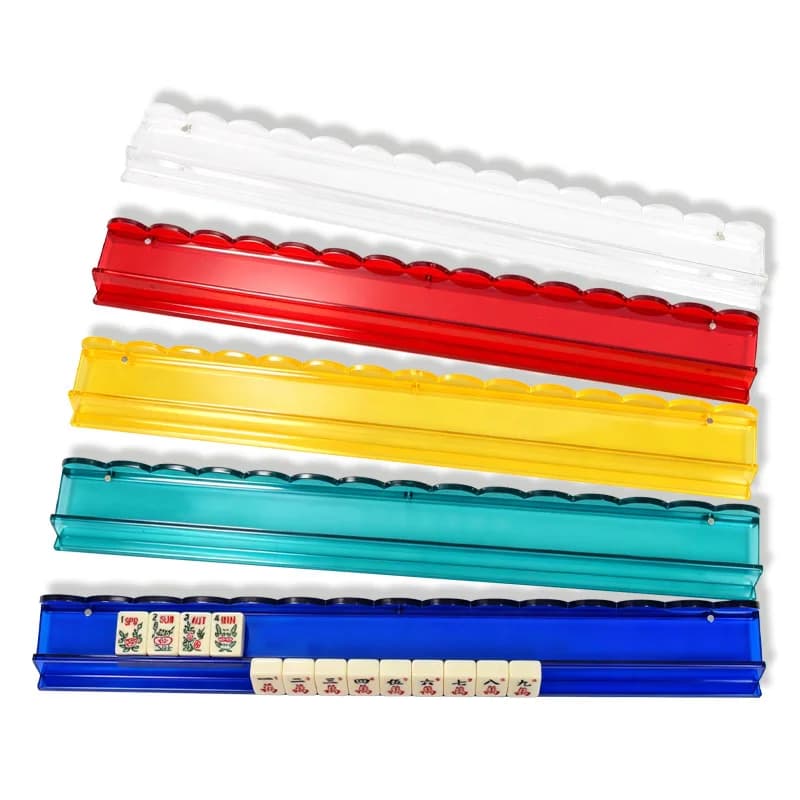 4PCS/Set Mahjong Racks with Magnetic Pushers Storage Bag 20 Inches Solid Acrylic American Mah Jongg Tile Rack for Mahjong Game
