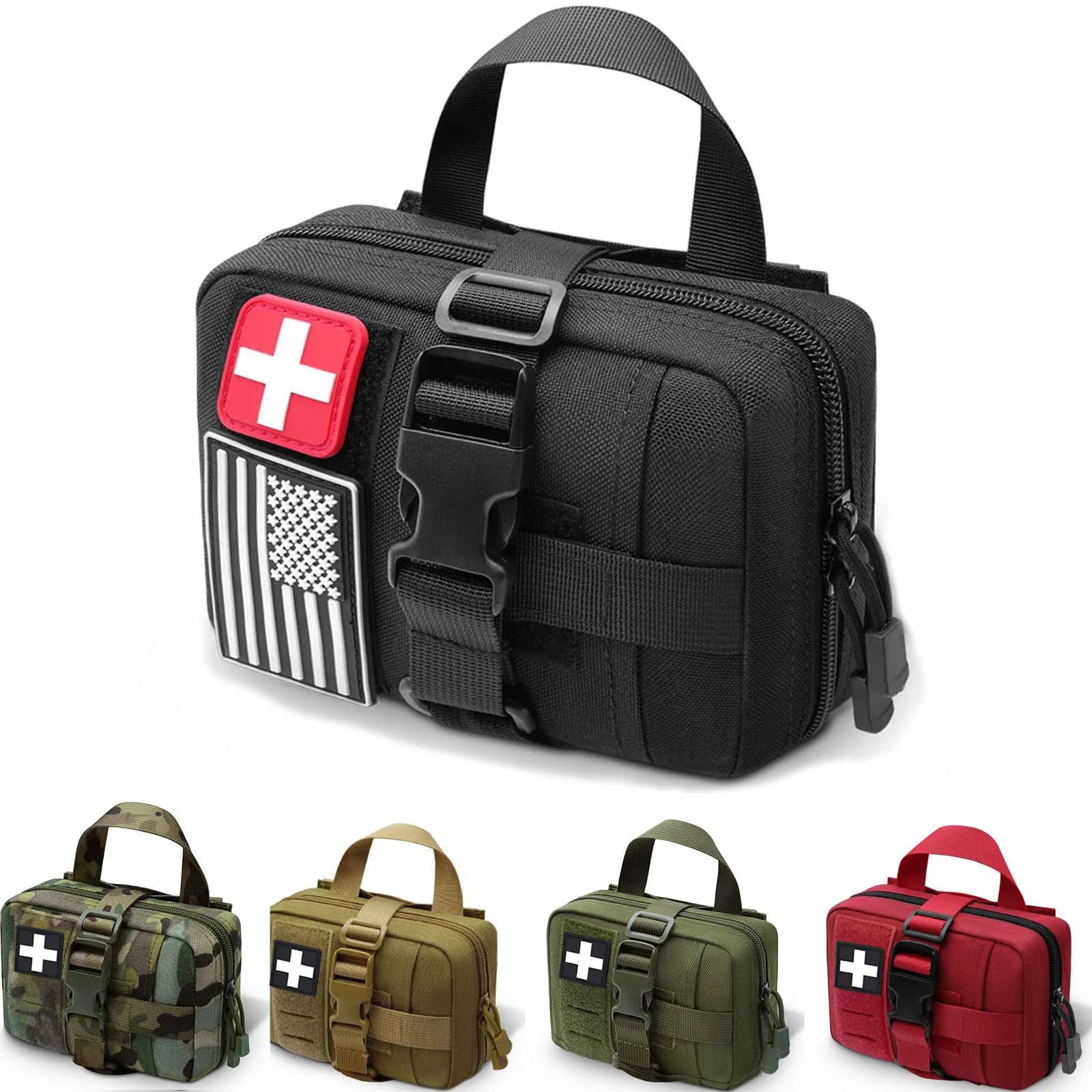 Kit di Pronto Soccorso per Viaggi all'Aperto 1000D, Borsa Medica Tattica da Caccia in Nylon con Patch a Croce