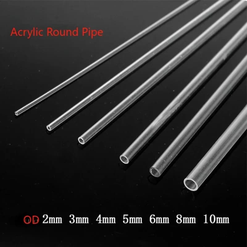 Transparent acrylic round pipe for aquarium, plexiglass tube for aquarium, garden irrigation, length 200 mm/498 mm, external diameter 2-10 mm