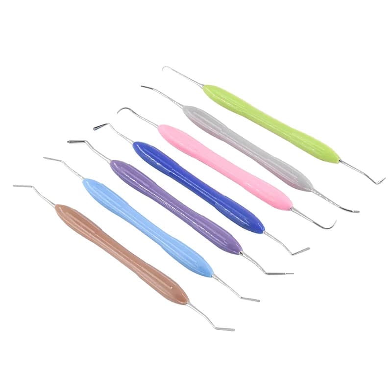 7 PZ/SET Set di Riempimento In Resina Per Odontoiatria Comò In Plastica Con Manico In Silicone Kit di Restauro Estetico Per Strumenti Spatola Coltello In Resina