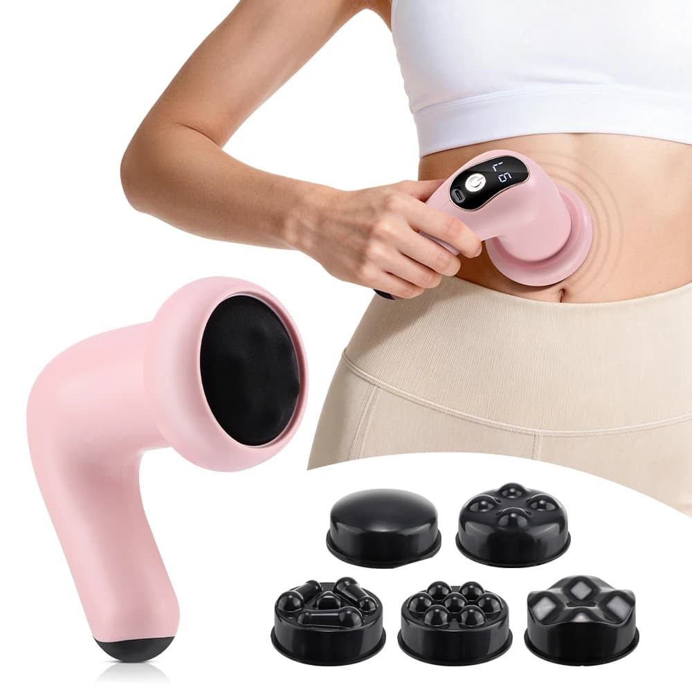 Body massager, portable massage stick with 5 heads, wireless charging, hand massager for the whole body, 6 mode massage gun
