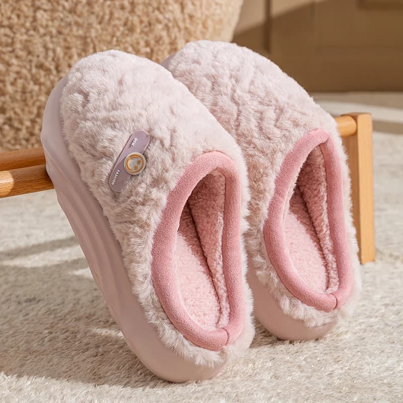 Pantofole invernali in peluche da donna: scarpe da casa per interni foderate in pile, scivoli per coppia con suola spessa antiscivolo e con controllo degli odori