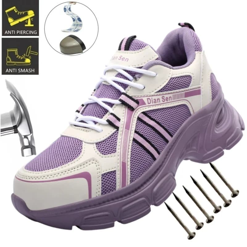 Ladies' Fashionable And Comfortable Safety Shoes, Unbreakable Shoes, Anti Puncture, Anti Smashing, Anti Slip Work Safety Shoes