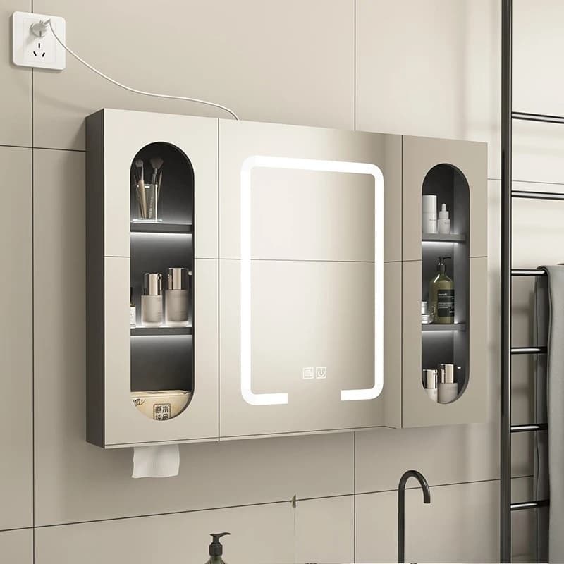 Armadietto a specchio per bagno intelligente, WC separato a parete, specchio per bagno, armadietto per specchio per WC