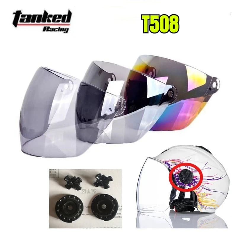 Visiera per Casco Moto Tanked Cacing T508, Lente per Casco Aperto, Viseria Capacete Moto