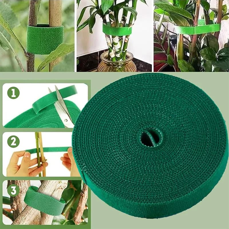 Fascette per Piante in Nylon Riutilizzabili da 10m, Nastro Adesivo Verde per Giardino, Casa e Piante